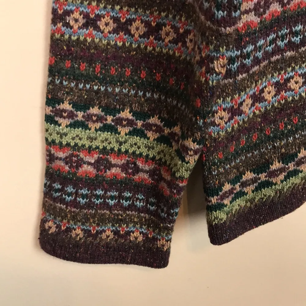 VTG Portraits by Northern Isles Women’s Hand Embroidered Lambswool Silk Sweater Green Size M - Image 4