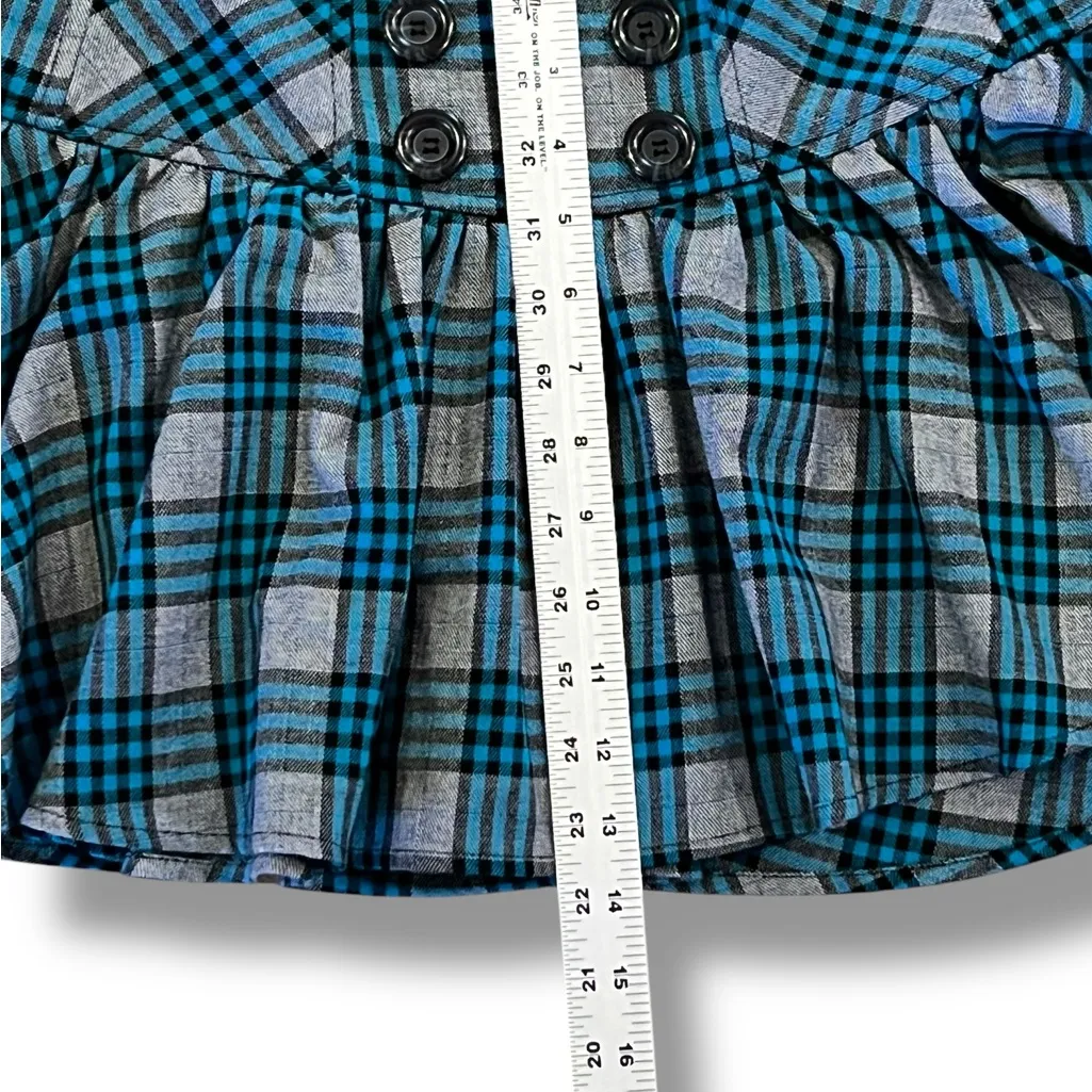 Vintage Y2K 90’s Lace Up Big Buttons Pleated Taunt Plaid Miniskirt Size 7 - Image 9