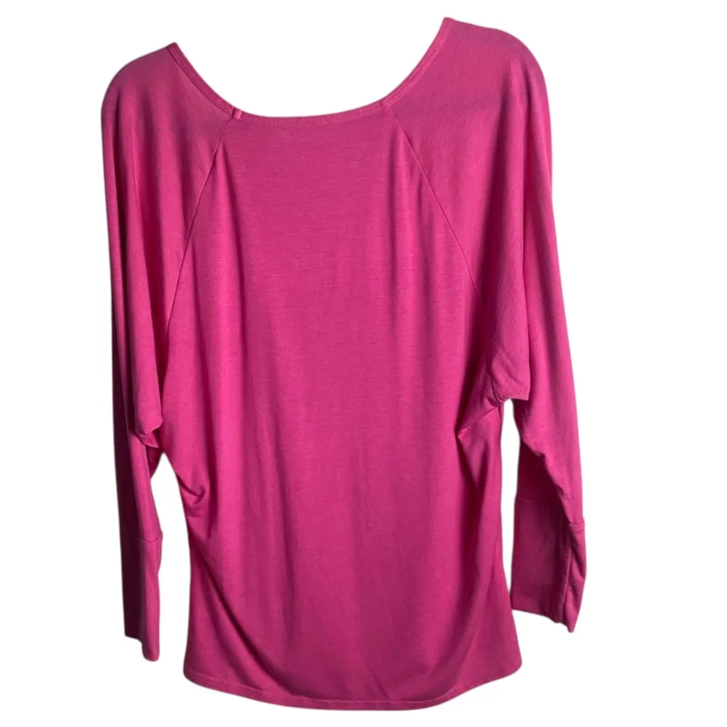Trina Turk Recreation Size L Pink V Neck Long Sleeve Top Casual Stretch Barbie - Image 6