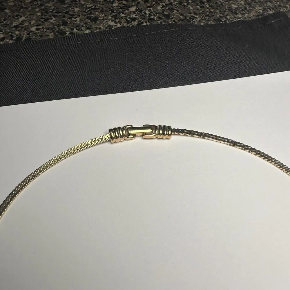 Swarovski (Swan Signed) Crystal & Black Enamel Gold Tone Necklace - Image 5