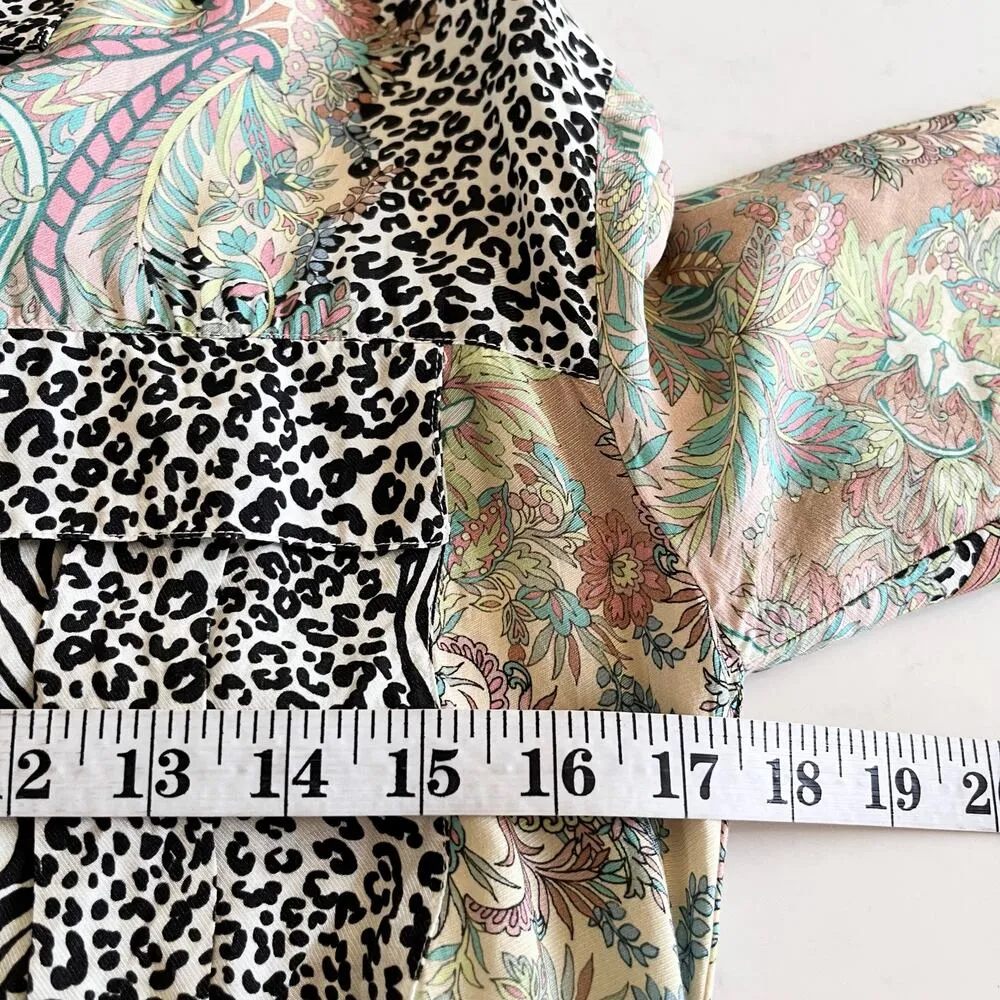 Pinko Chemisier Rosalina Floral Animal Print Long Sleeve Shirt Maxi Dress Size 4 Black - Image 9