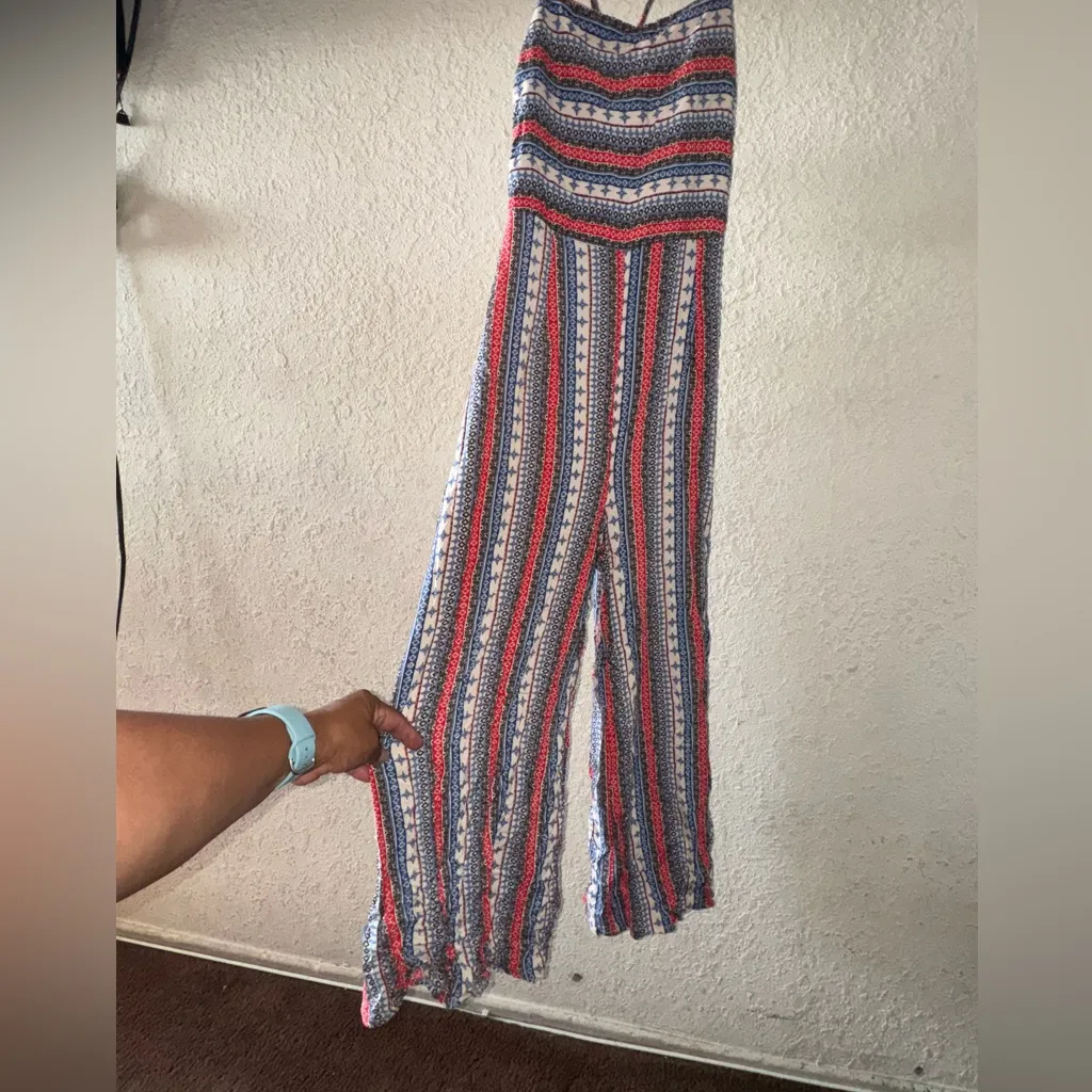 Audrey Red and Blue Striped Jumpsuit with Spaghetti Straps - Image 3