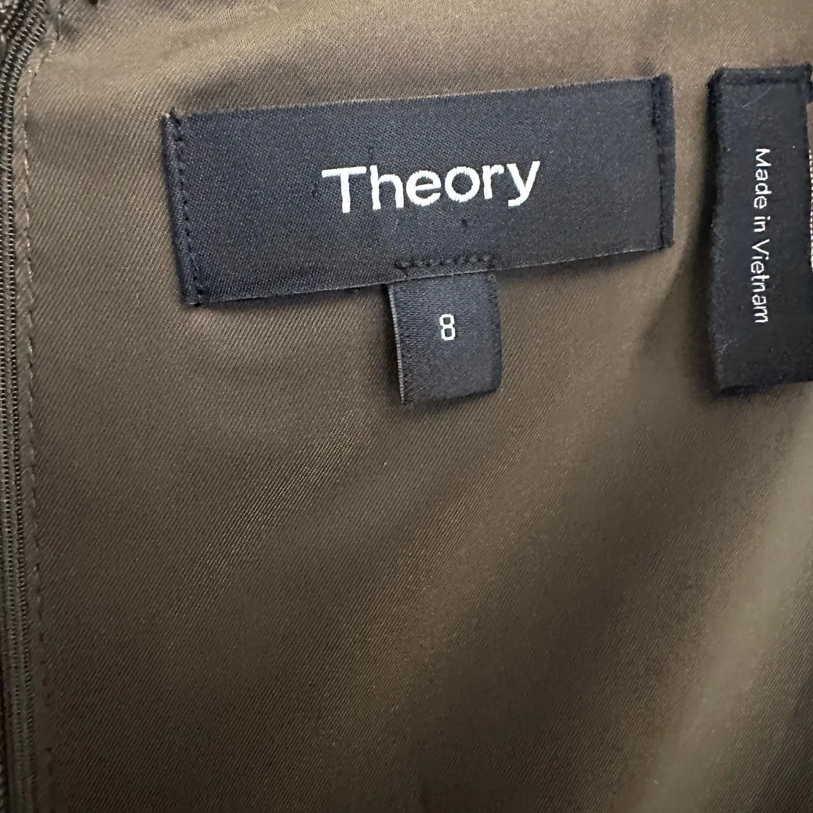 Theory Natia Modern Crepe Midi Dress Women's Olive Green Size 8 - Image 7