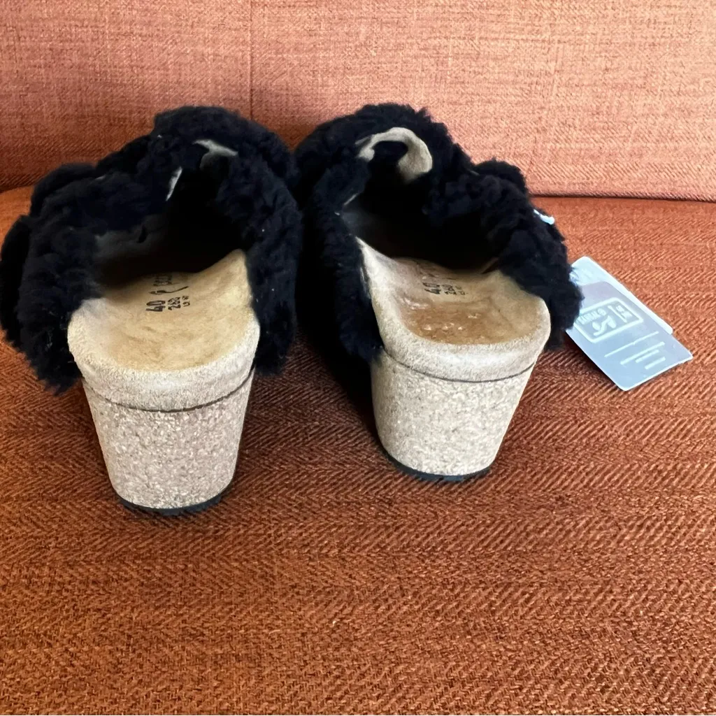 Papillio NEW Women’s Fanny Teddy Shearling Wedge Mule Size 40 aka 9 #562A Black - Image 5