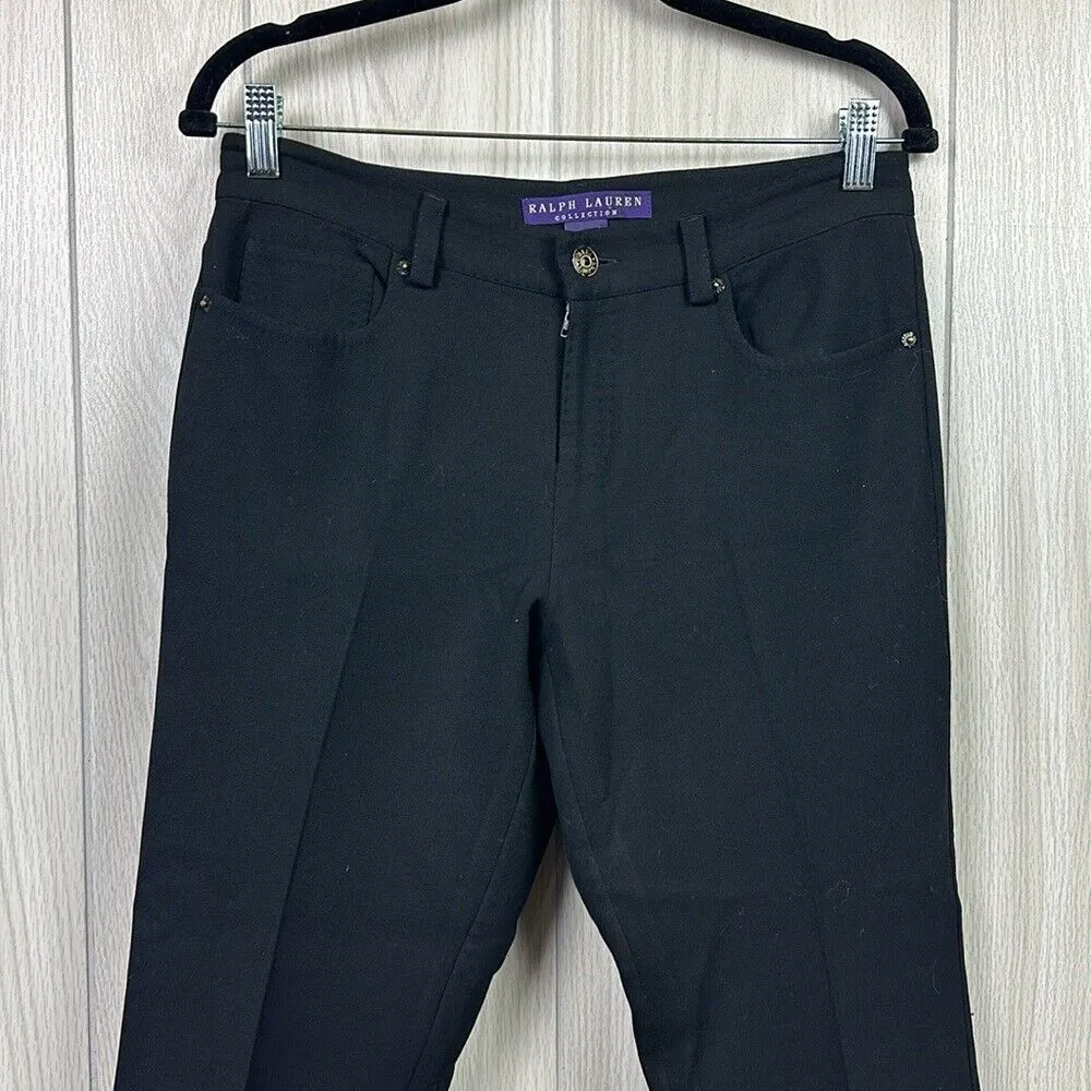 Ralph Lauren Purple Label Womens Pants‎ 8 Black Trouser Career Wool Straight - Image 5