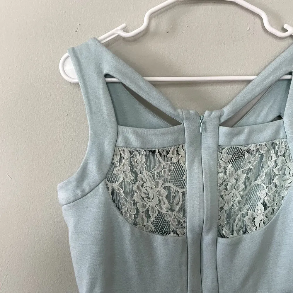 Gianni Bini light blue semi formal minidress summer casual sleeveless lace - Image 5