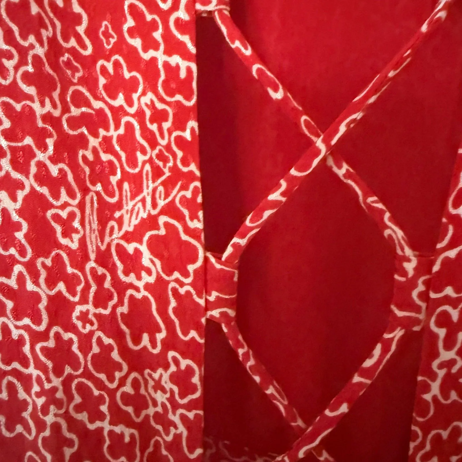 ROTATE Jacquard Red Floral Puff Sleeve Corset Open Back Cocktail Dress (No Size) Size undefined - Image 5