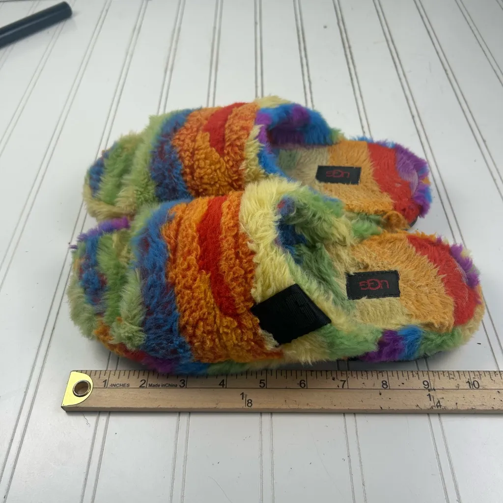 UGG Rainbow Fuzzy Slide Slippers Size 9.5- 10 - Image 7