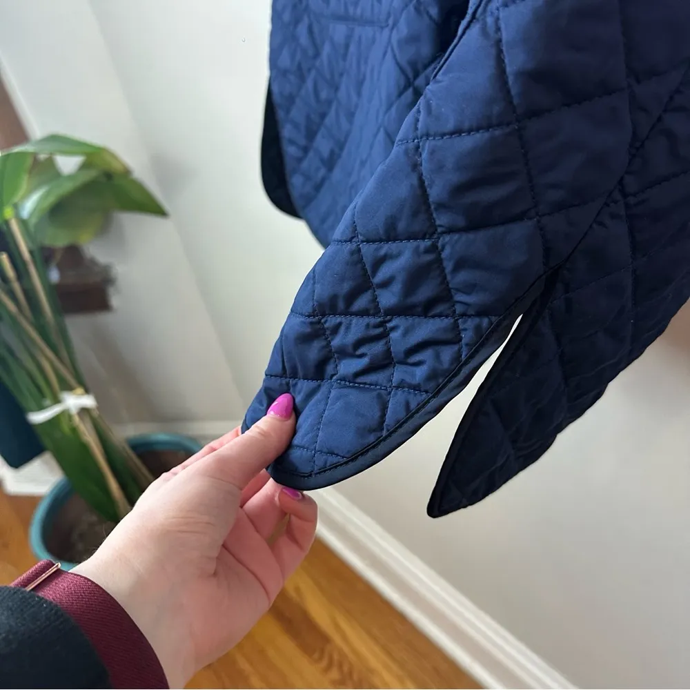 Lands’ End Blue Barn Jacket Women Packable Corduroy Collar Quilted Shell Coat 1X - Image 4