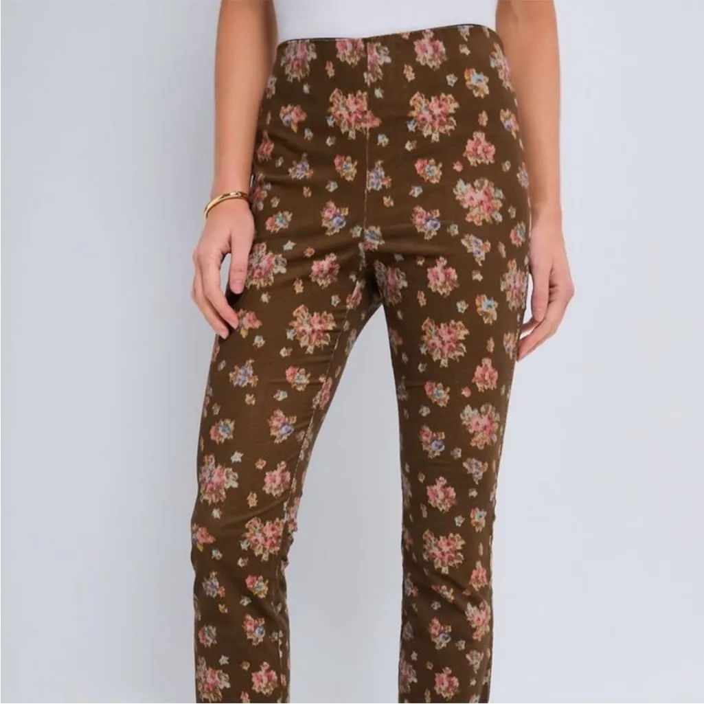 NWT Tuckernuck ashford brown corduroy Floral Brown Women's Pants size xl - Image 10