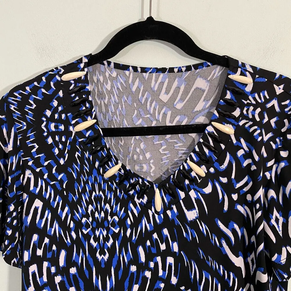 JM Collection Women's Blue Graphics 2 Piece Skirt Set Size M - Image 3