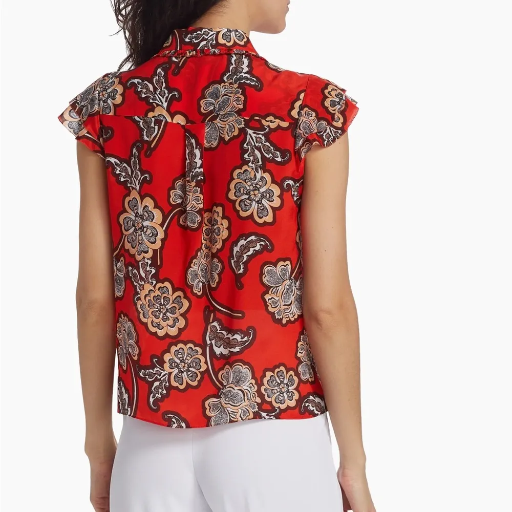 NWT- Alice + Olivia Martel Printed Silk Shirt size L - Image 5