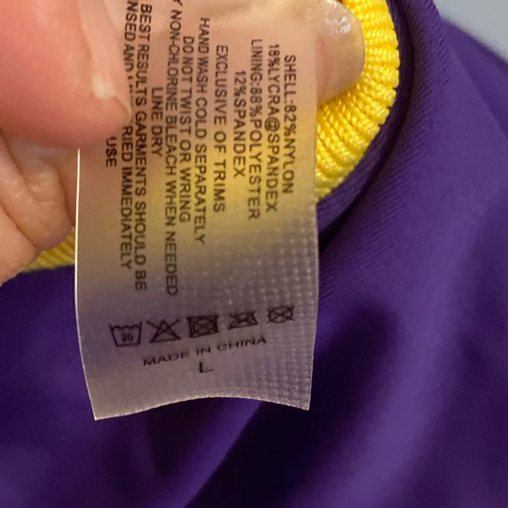 Lakers New #32 Johnson Purple Yellow bodysuit swimsuit sporty halloween costume - Image 9