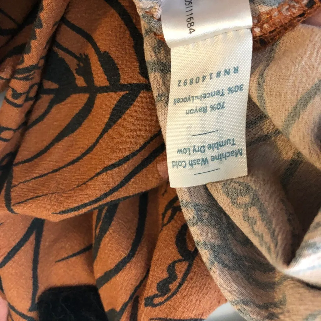 Marine Layer Ryan Midi Slip Skirt Floral Size 8 Sierra Foliage Brown - Image 4