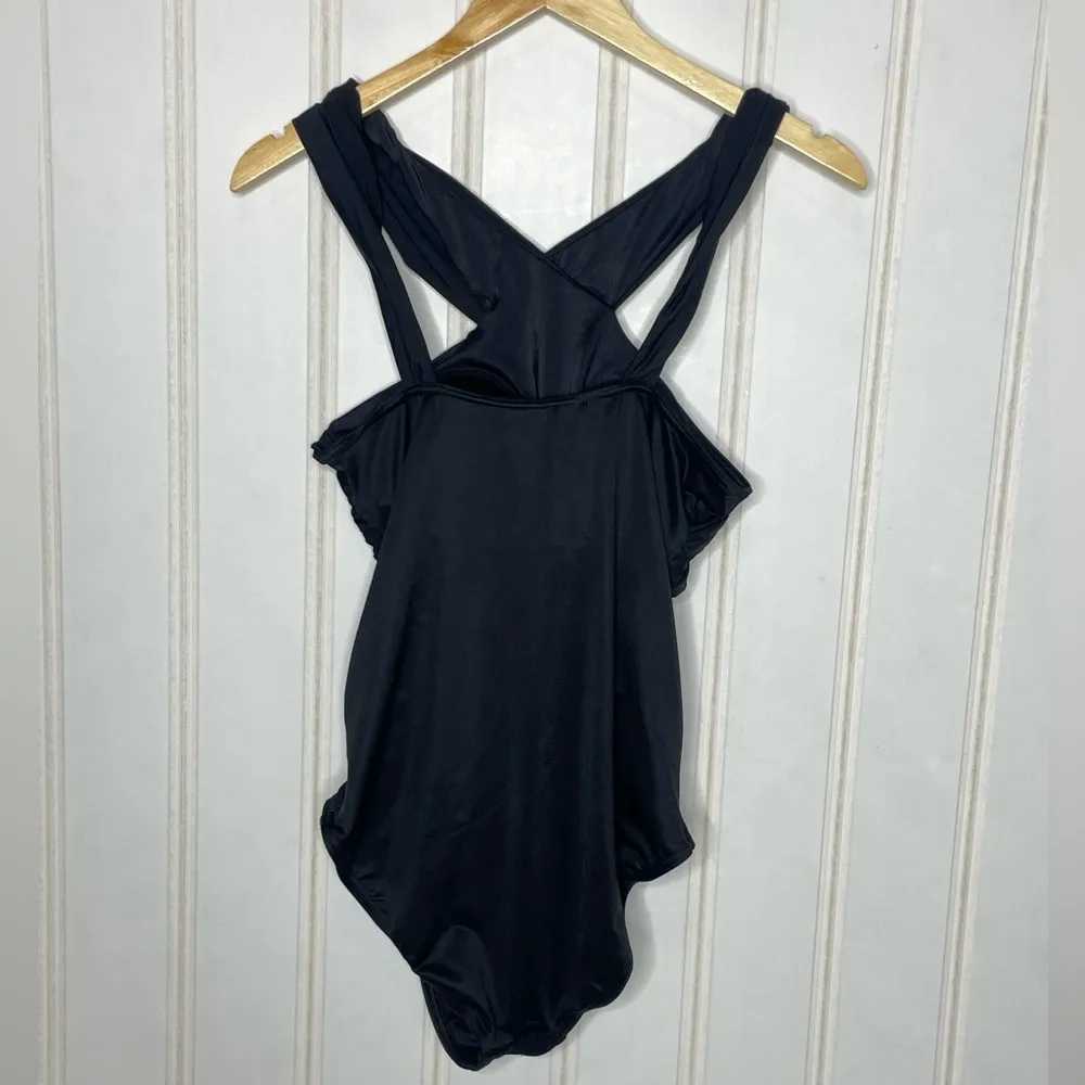 MIRACLESUIT Novel Ideas Crisscross High Neck One-Piece Swimsuit Sz 12 822 - Image 5