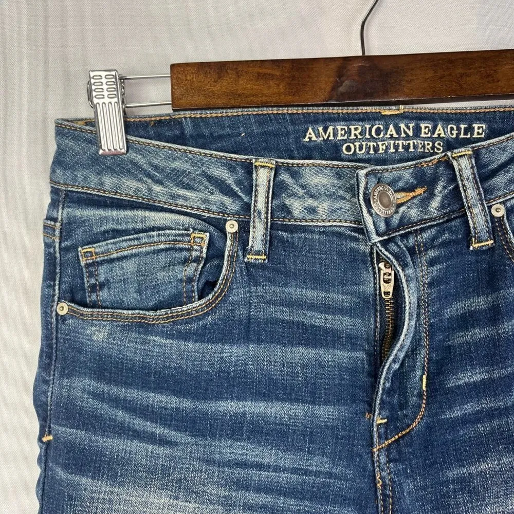 American Eagle AEO Dark Wash Skinny Super Stretch Jeans 8 Short - Image 2