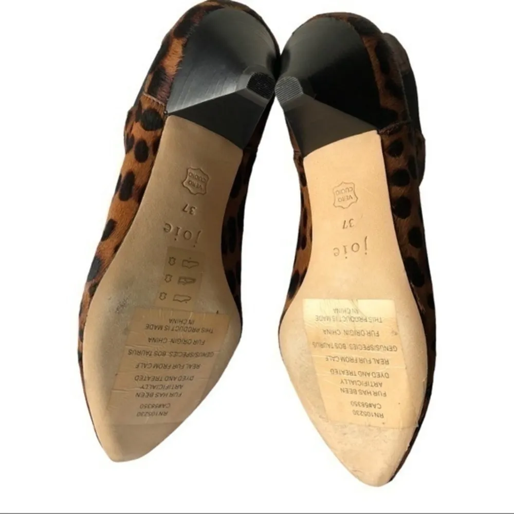 NWOT Joie Barleena Leopard Fur Brown Ankle Chelsea Bootie Size 37 - Image 4