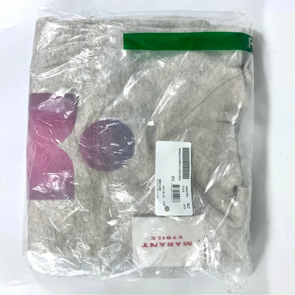 Isabel Marant Etoile Moby Mock Neck Logo Graphic Sweatshirt Ecru Size 10 US NWT - Image 8