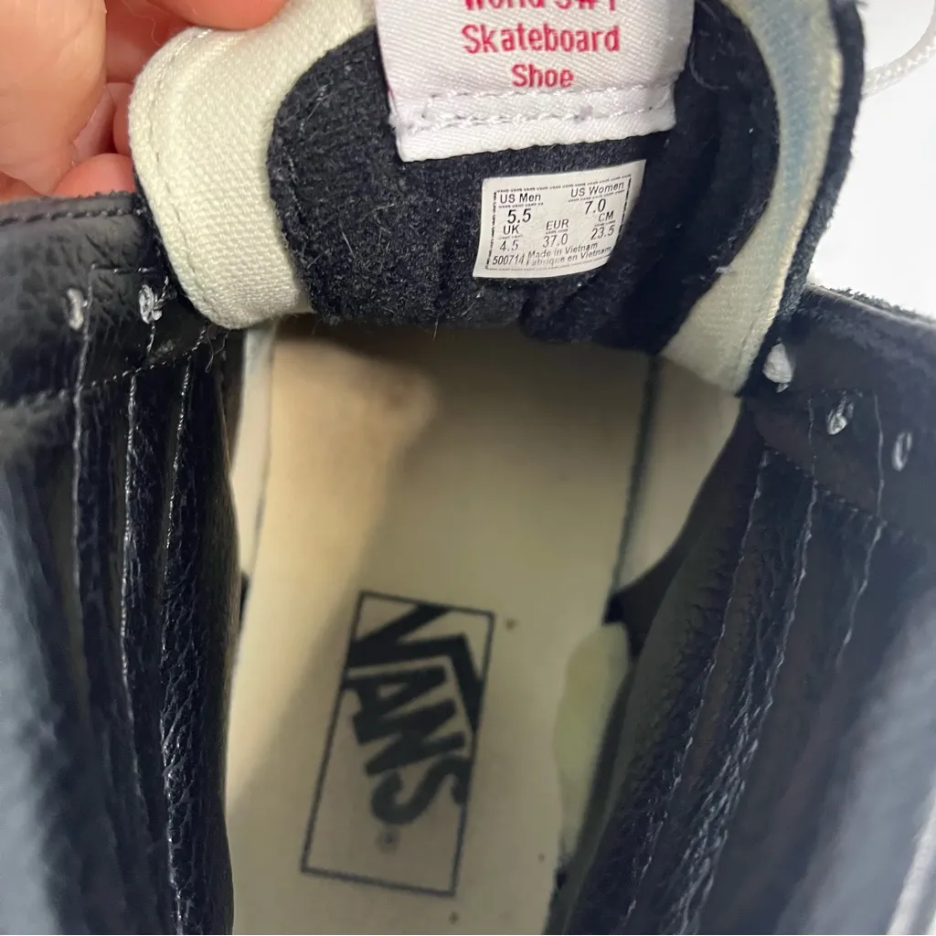 Vans Black and White High-Tops with Red Logo - Image 5