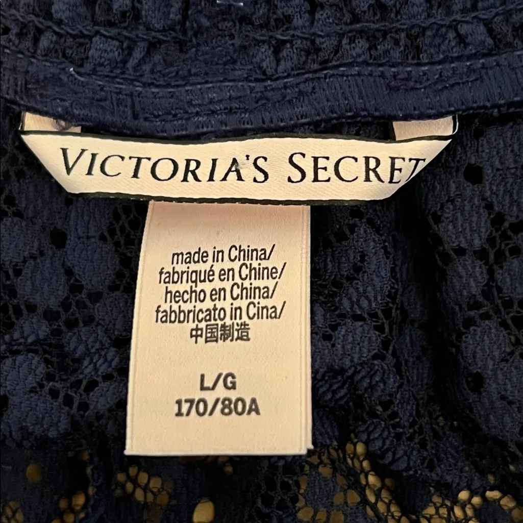 Victoria's Secret Elastic Waist Navy Lace Shorts Large - Image 3