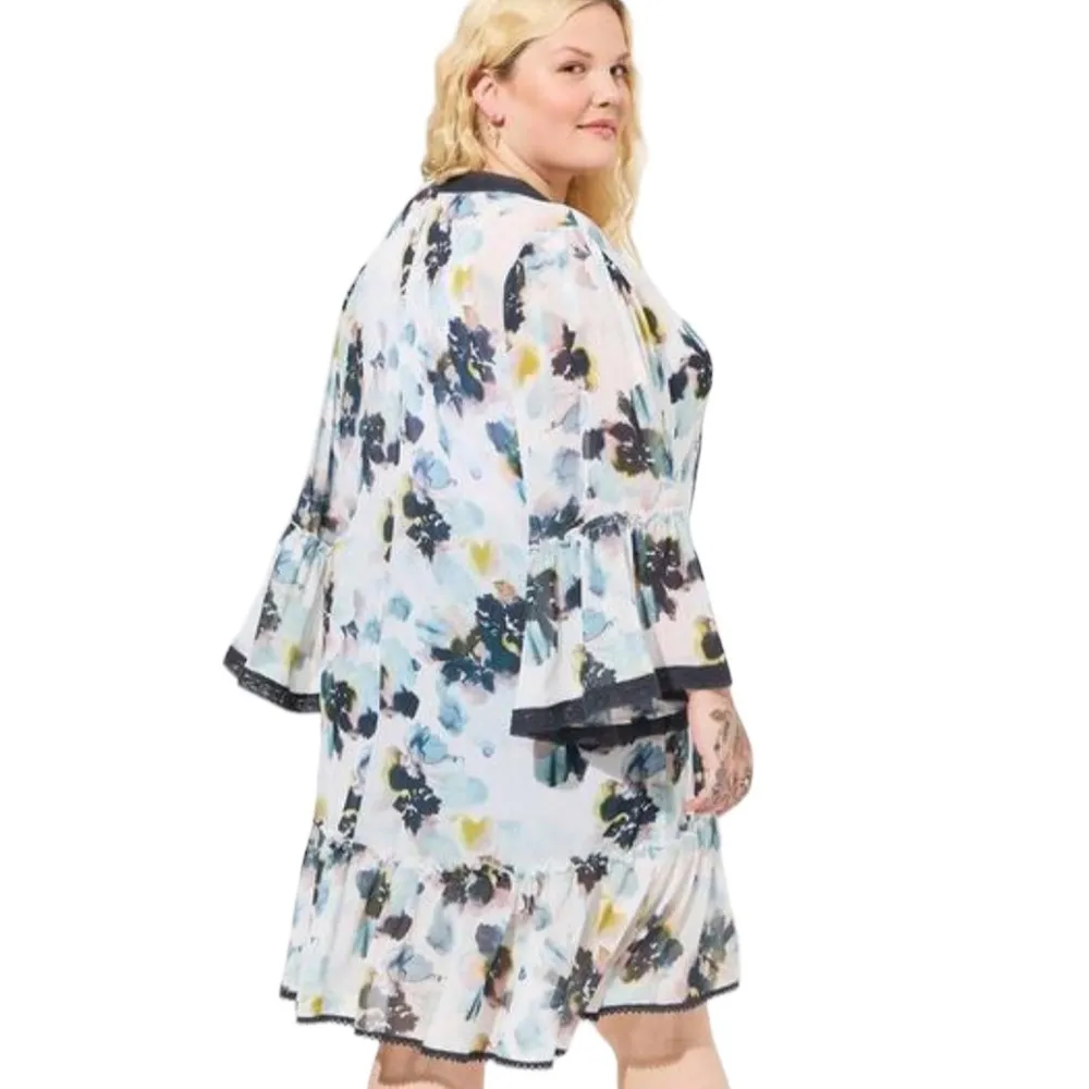 Textured Chiffon Midi Ruffle Kimono - Image 4