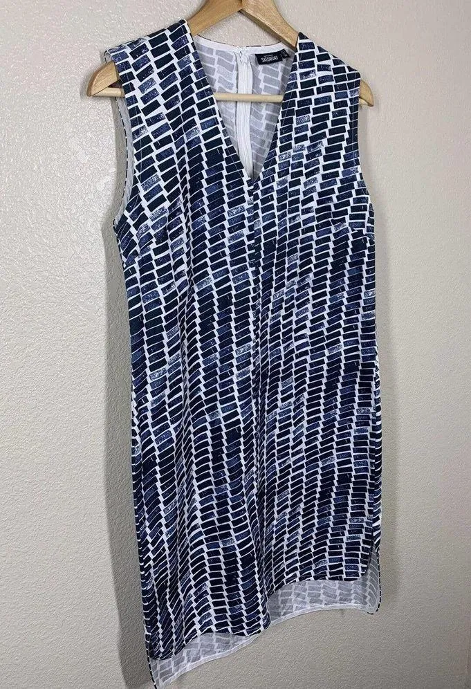 Kate Spade Saturday Sleeveless Shift Dress Size Small S High Low Hem Blue - Image 3
