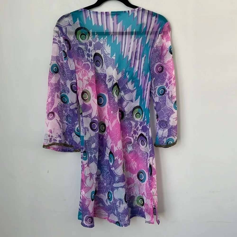 Solitaire by Ravi Khosla Jewel & Bead‎ Encrusted swim coverup Small ◼️ - Image 9