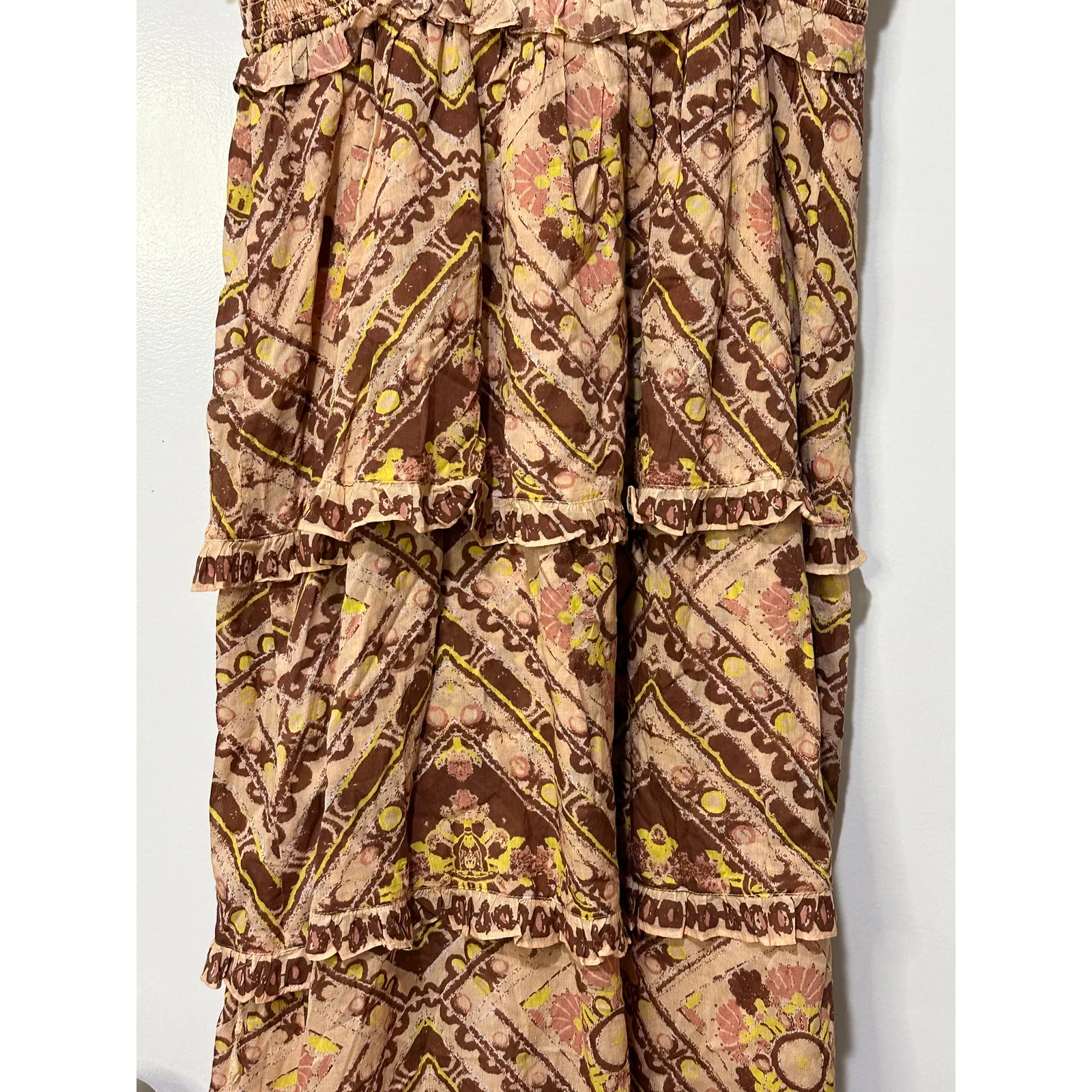 Cleobella Stella Ankle Midi Dress Geo Print Sz Large NWT Ruffled Tiers Feminine - Image 12