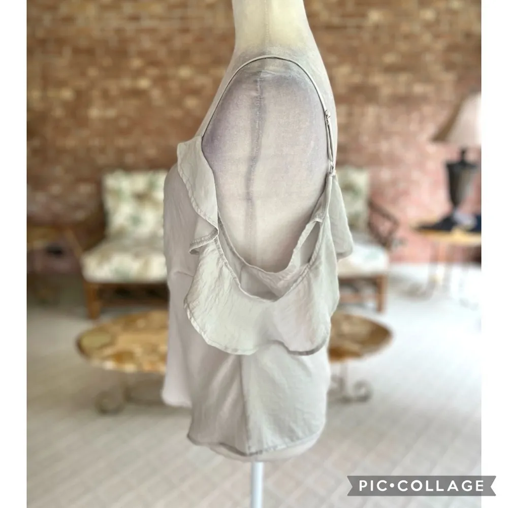 Key & Lime Flutter Sleeve Tank Top Cold Shoulder Tank Top Grey S Flowy Dressy Gray - Image 8