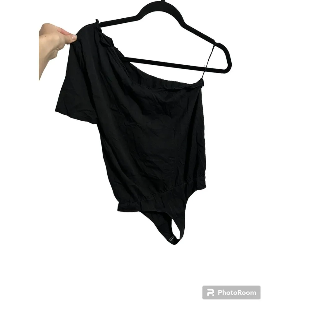 n:PHILANTHROPY Womens Black One Shoulder Ruffled Collar Bodysuit Top M - Image 59