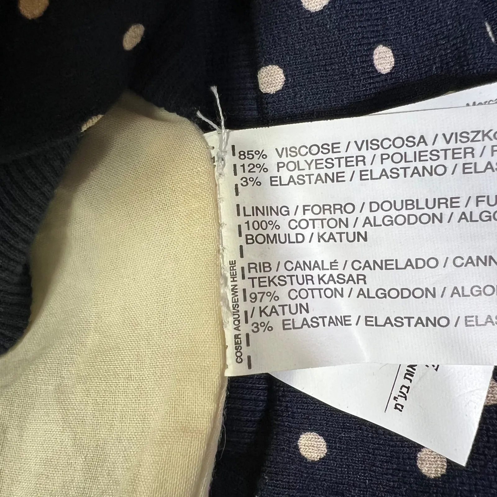 MANGO Suit Navy White Polka Dot Button Front Bomber Jacket Womens L - Image 5