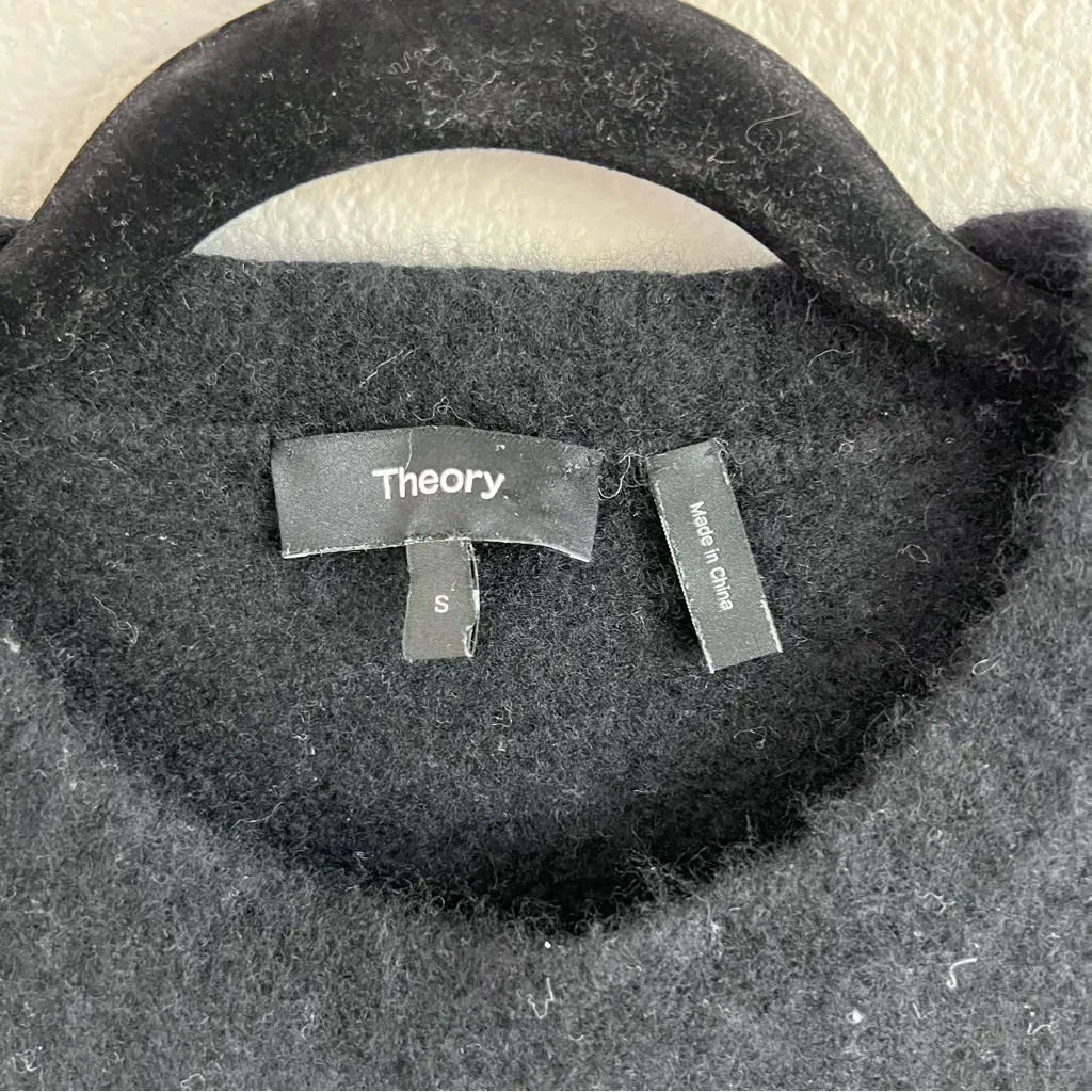 Theory Chunky Striped Charle Wool Sweater Black White Crewneck Knit Pullover - Image 2