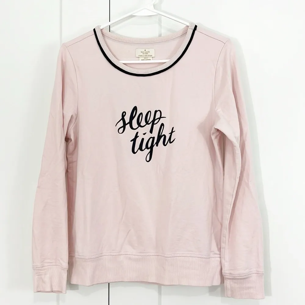 Kate Spade XS Pink, Black Knit Long Sleeve Sleep Tight Pajama Loungewear Top - Image 2
