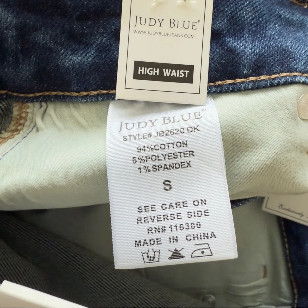 Judy Blue High Waist Fading Whiskering  Small Denim Raw Edge Medium Wash Skirt - Image 7