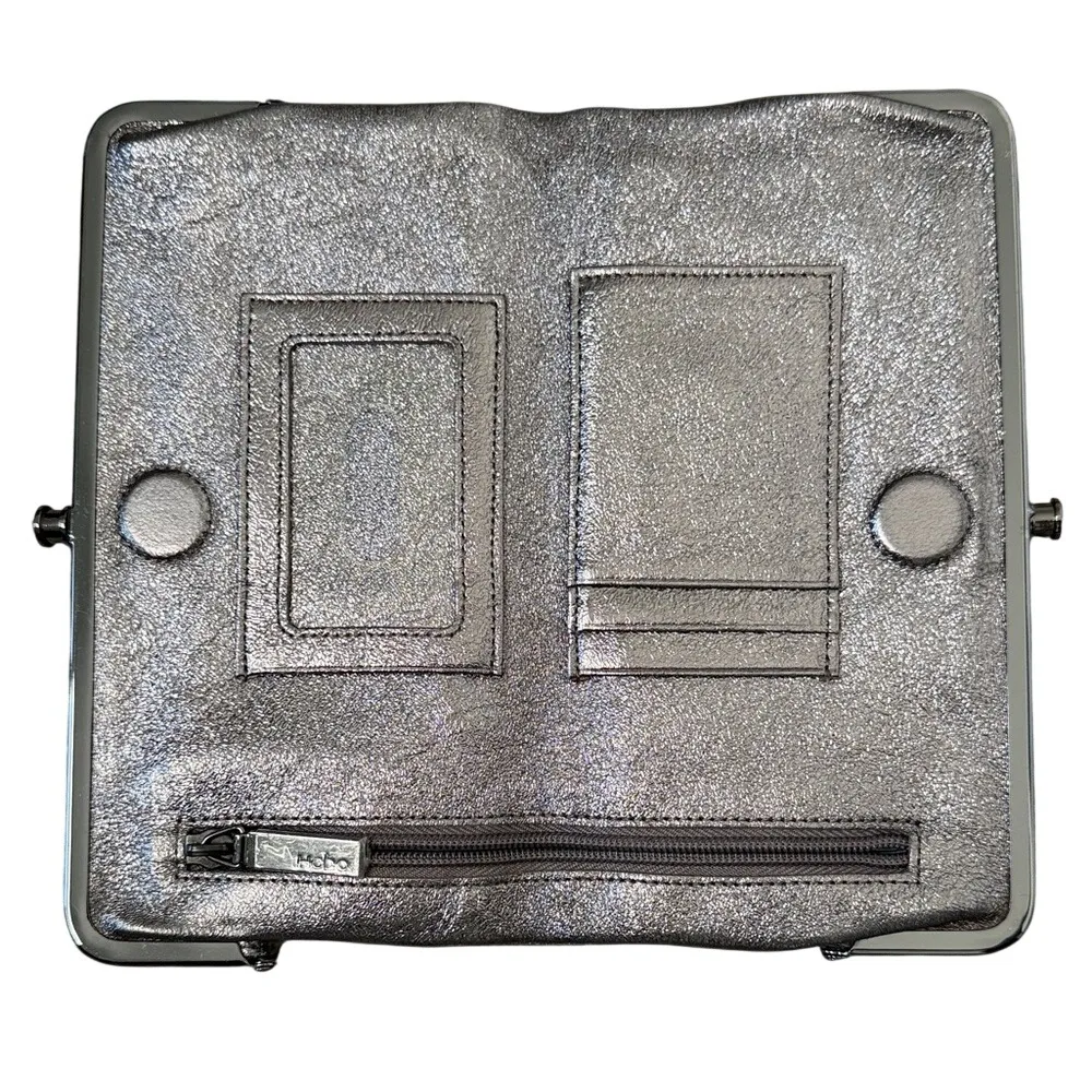 Hobo Lauren Clutch Wallet Metallic Silver Leather - Image 2