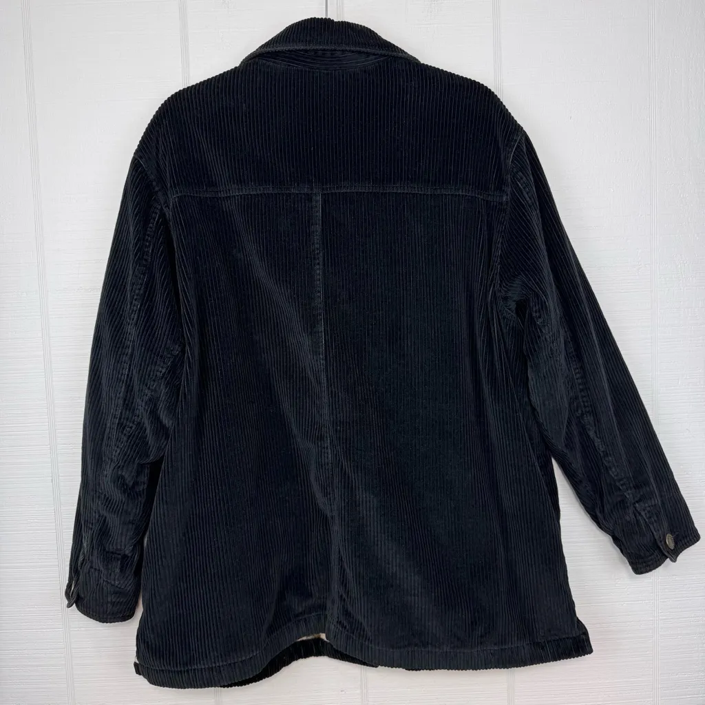 Vintage Faded Glory Black Corduroy Barn Work Jacket Insulated Blanket Lined L - Image 4