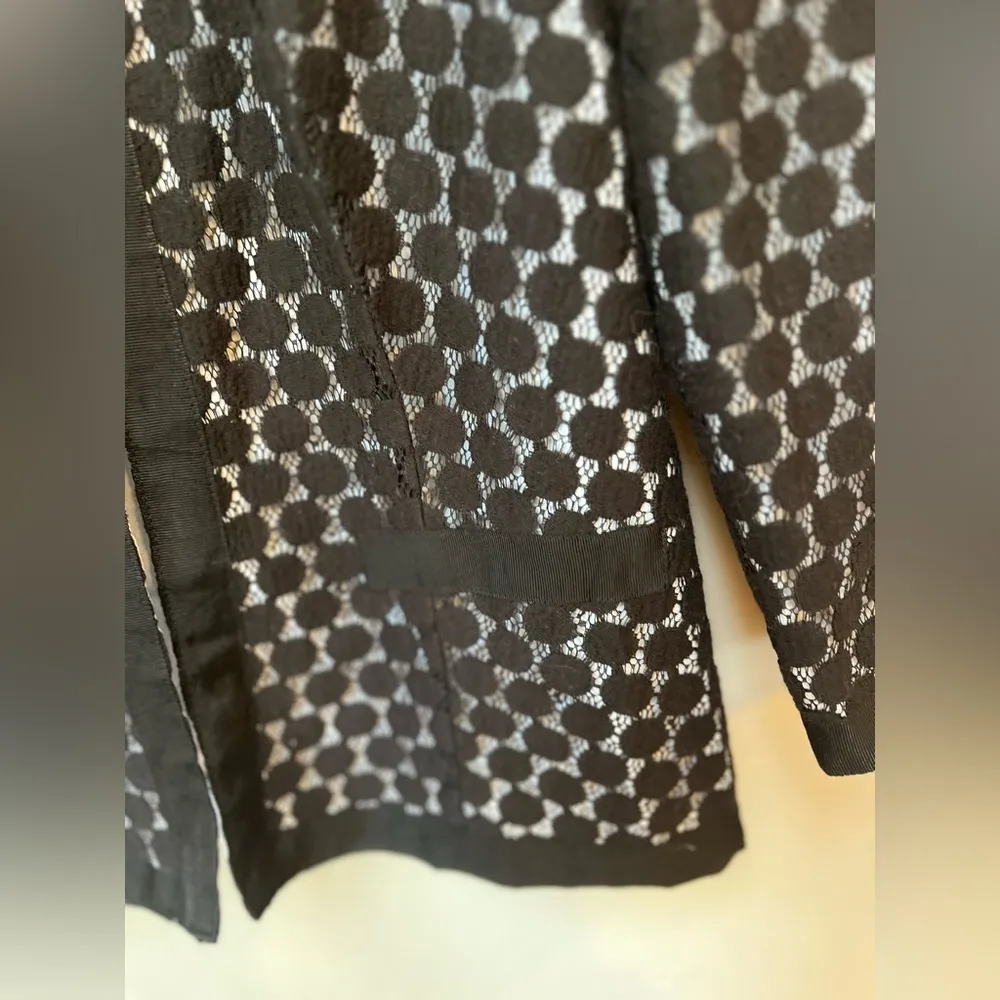 Vintage Charter Club Women’s Black White Spotted Knitted 3/4 Sleeve Blazer Top M - Image 7