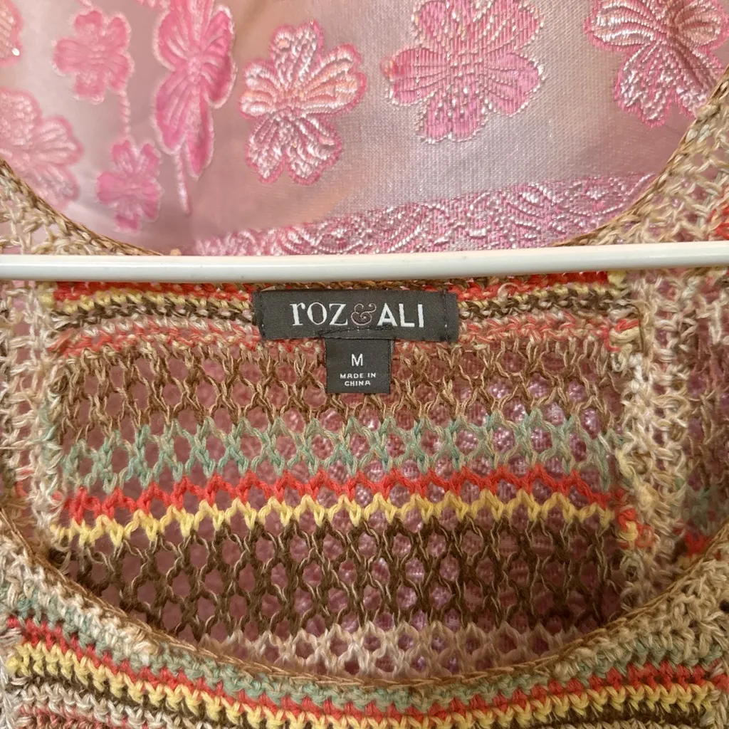 Roz & Ali Multicolor Striped V-Neck Sweater - Image 3