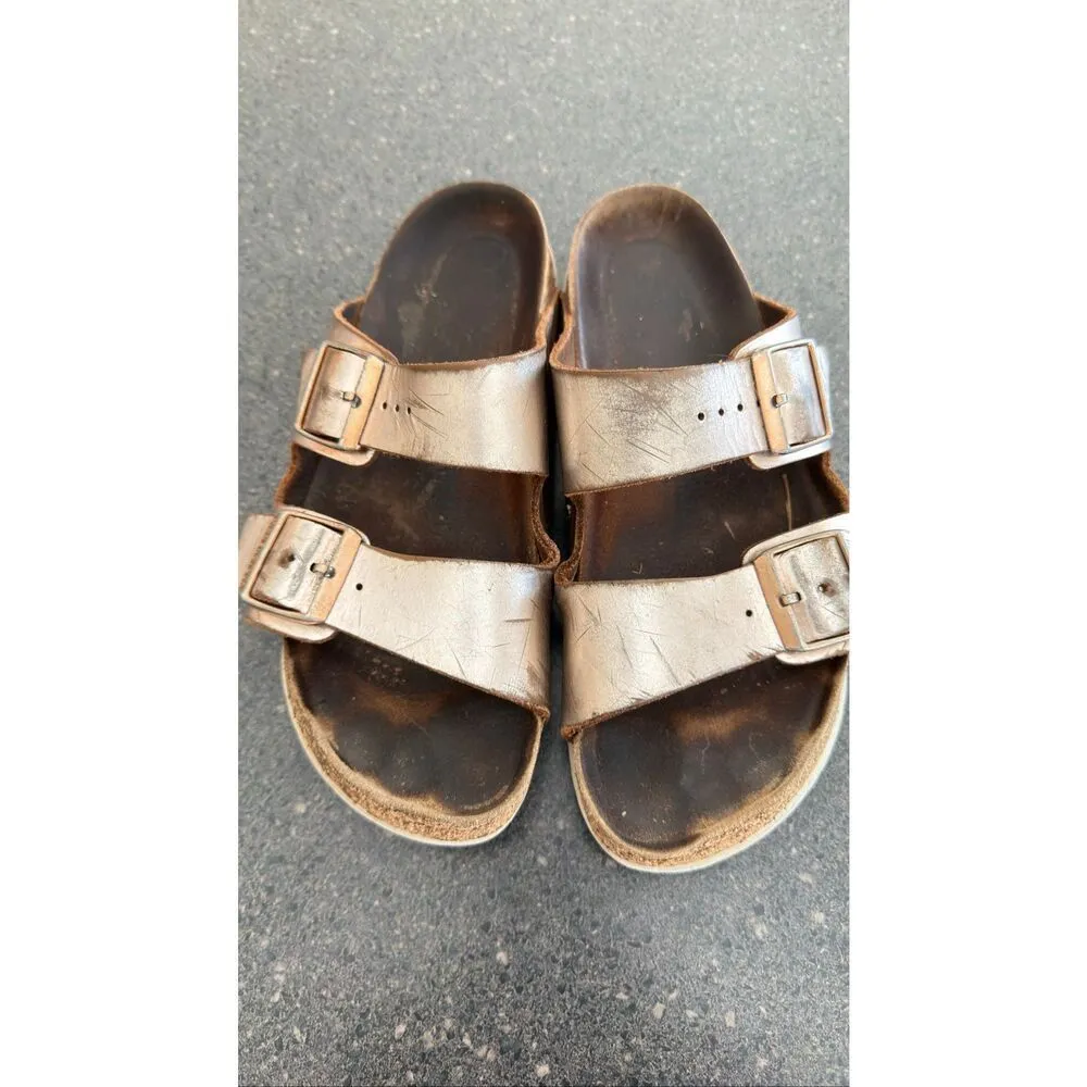 Birkenstock Soft Footbed Rose Gold Leather "Arizona" Sandals size 40 - Image 2