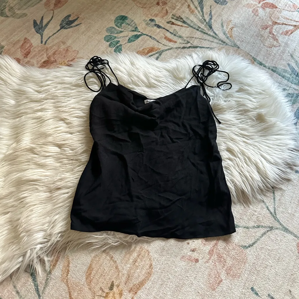 Reformation  Leah Cowl Neck Top In Black - Image 5