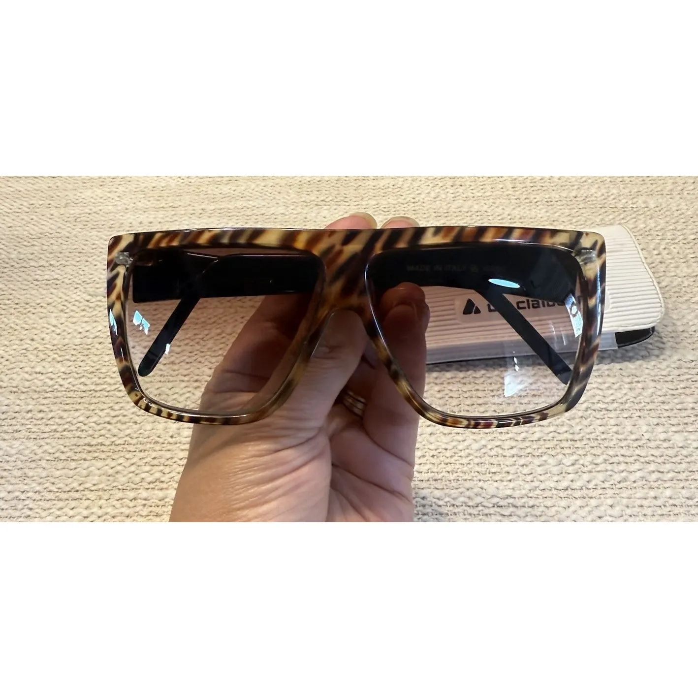 Vintage Liz Claiborne Womens Sunglasses Tortoise Brown Square Shades 10090 Italy - Image 10