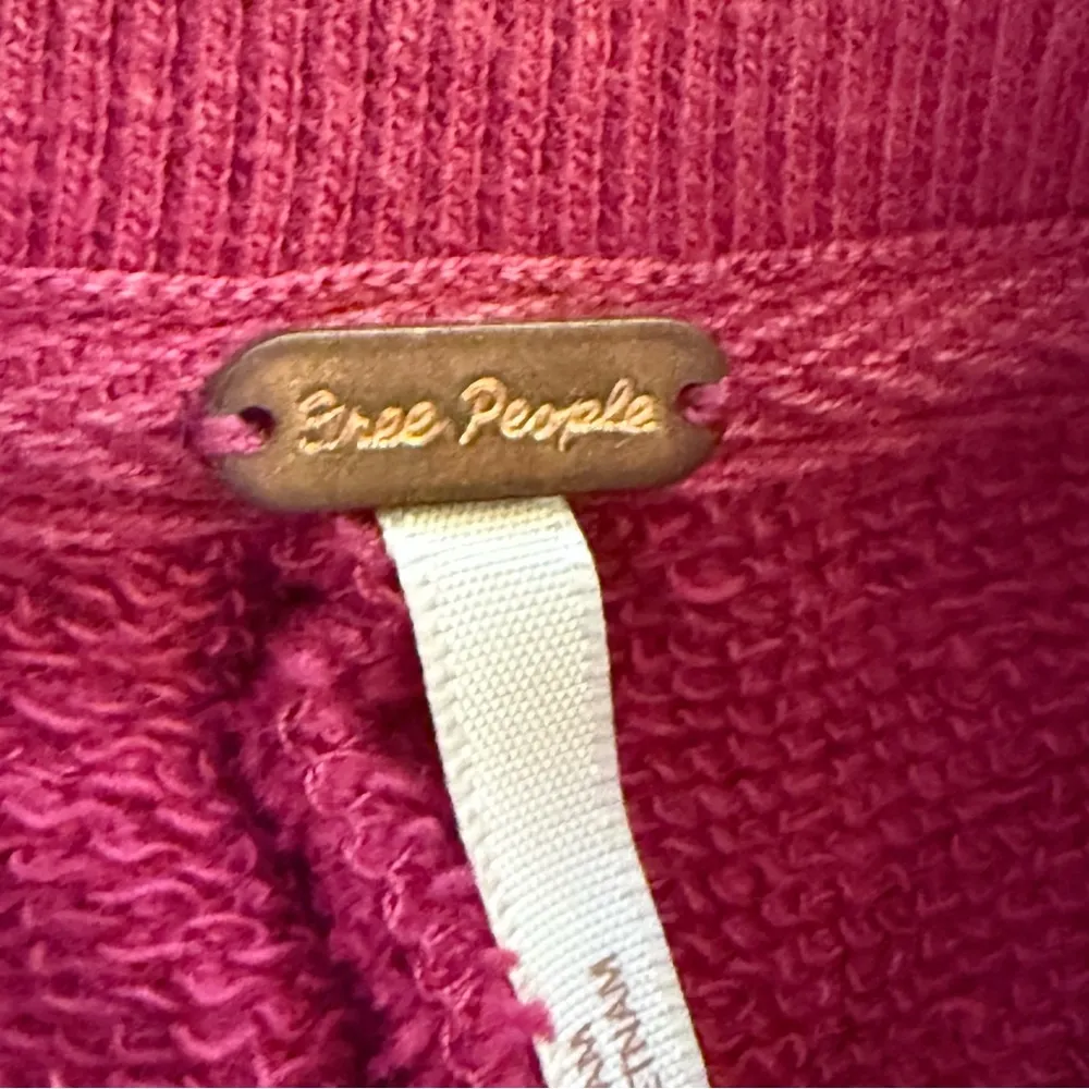 Free People Glorious Sweatshirt XS Bell Velvet Sleeves‎ Oversized Cropped Maroon - Image 9
