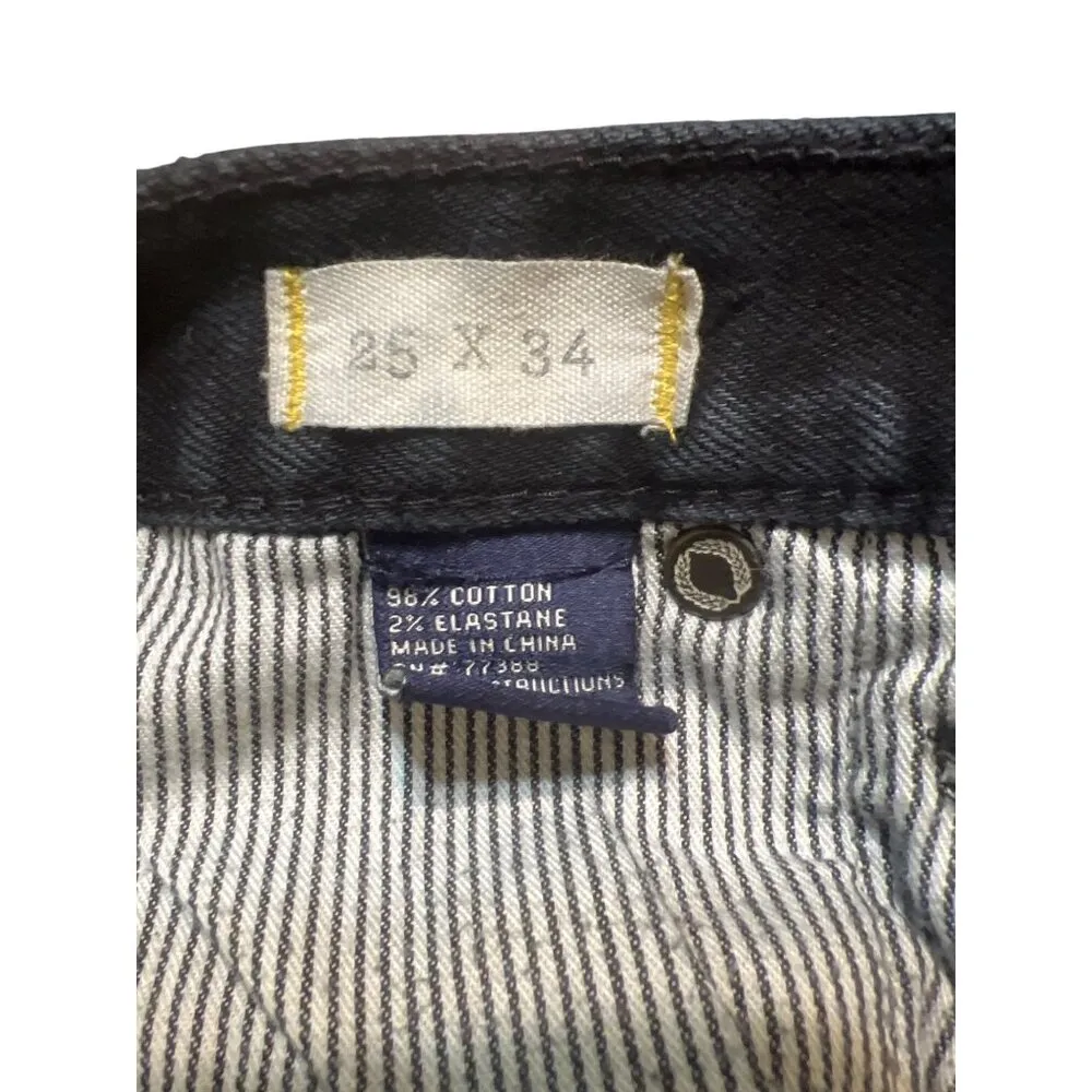 Madewell Black Skinny Low Distressed Jeans Denim Holes Button Zipper Size 25 - Image 7