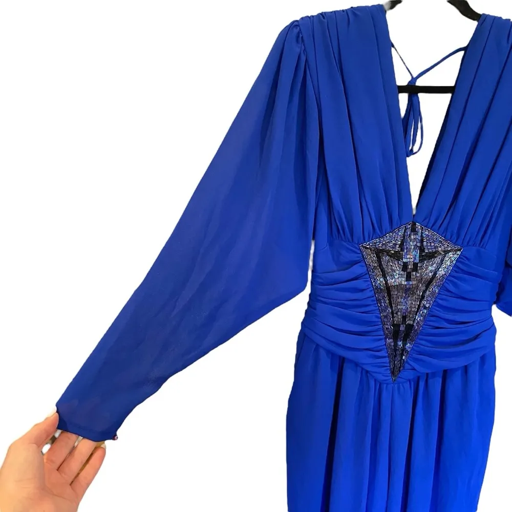 Vintage 80’s Beaded Jumpsuit In Royal Blue By Casadei - Image 4