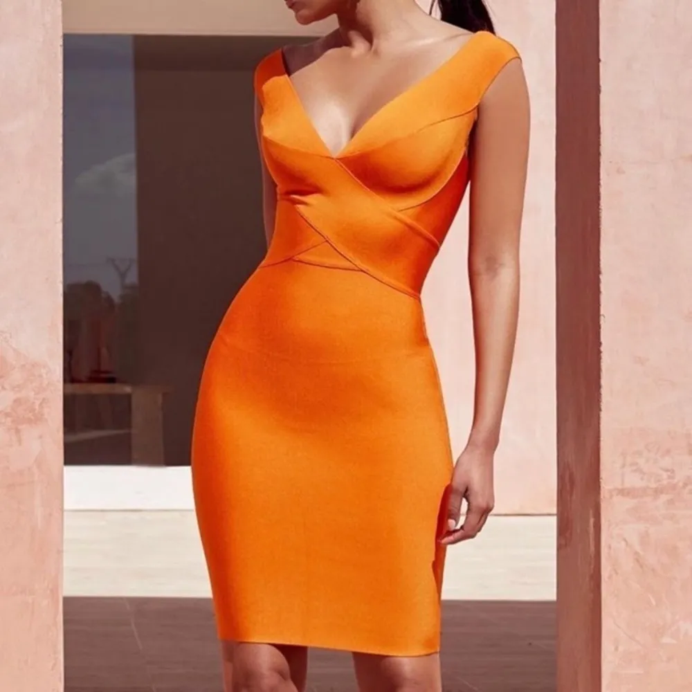 HOUSE‎ OF CB 'Ginevra' Orange Cross Front Bandage Dress /Size XS NWOT - Image 3