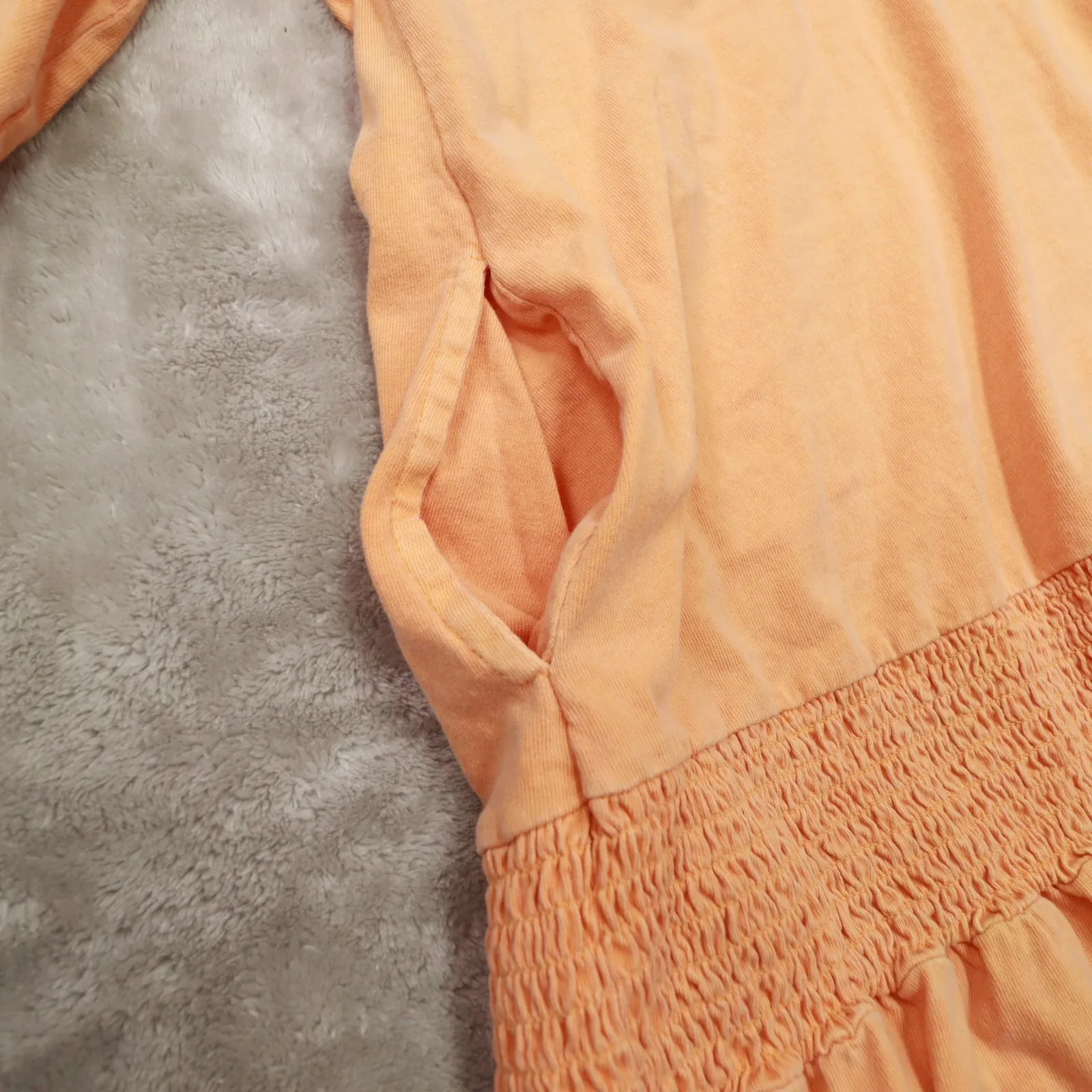 Free People Beach Smock Hem Cover Up Dress Orange size Small Ruffle Hem - Image 4