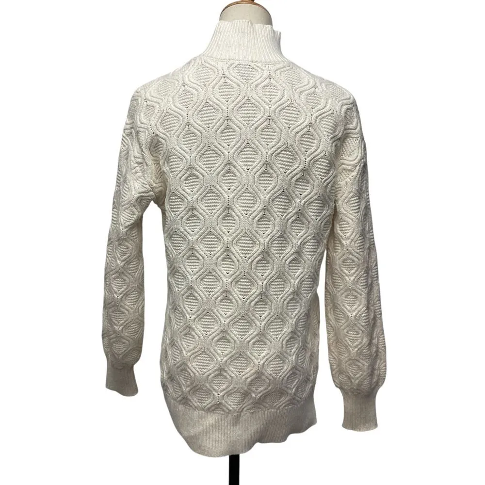 Talbots Women's Cable Knit Turtleneck Sweater Size XS‎ Cream Long Sleeve Warm - Image 4