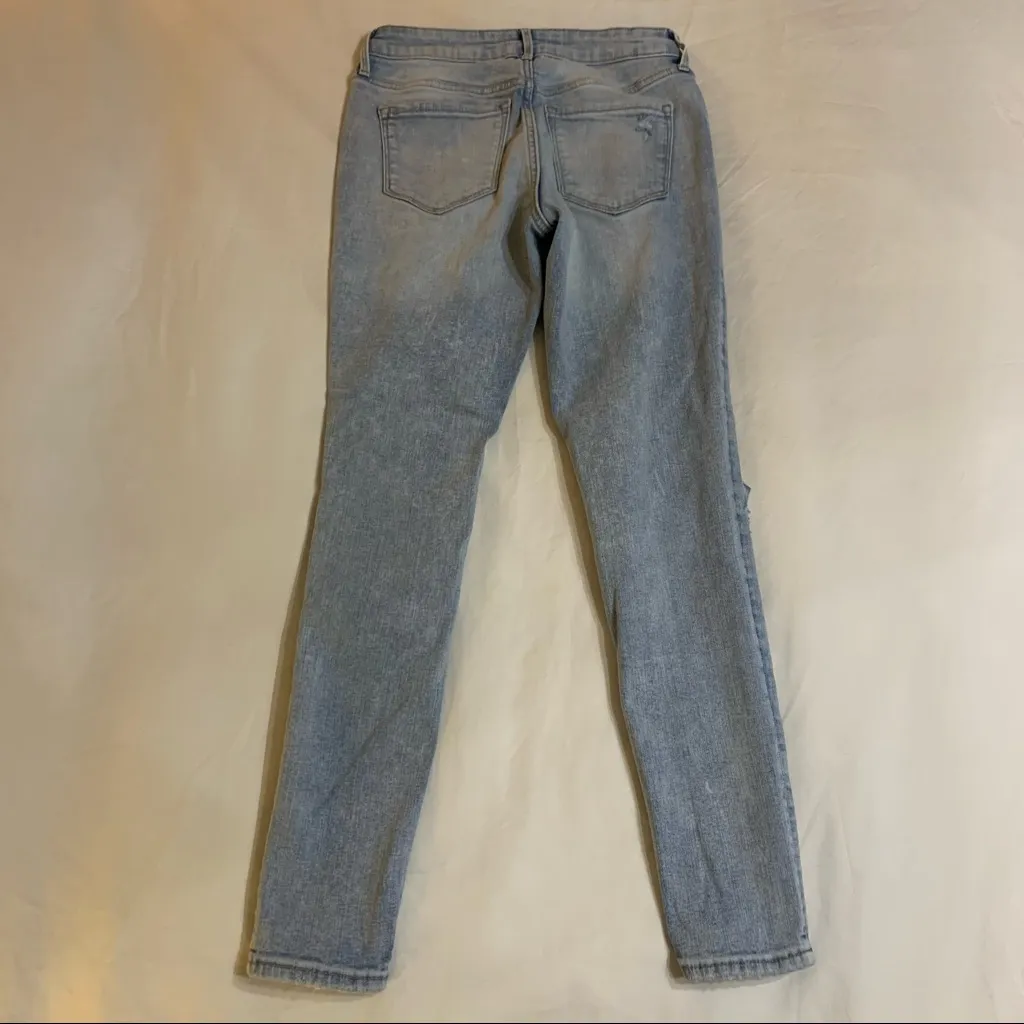 Old Navy Rockstar Super Skinny Distressed Patches Light Wash Jeans 2 - Image 5