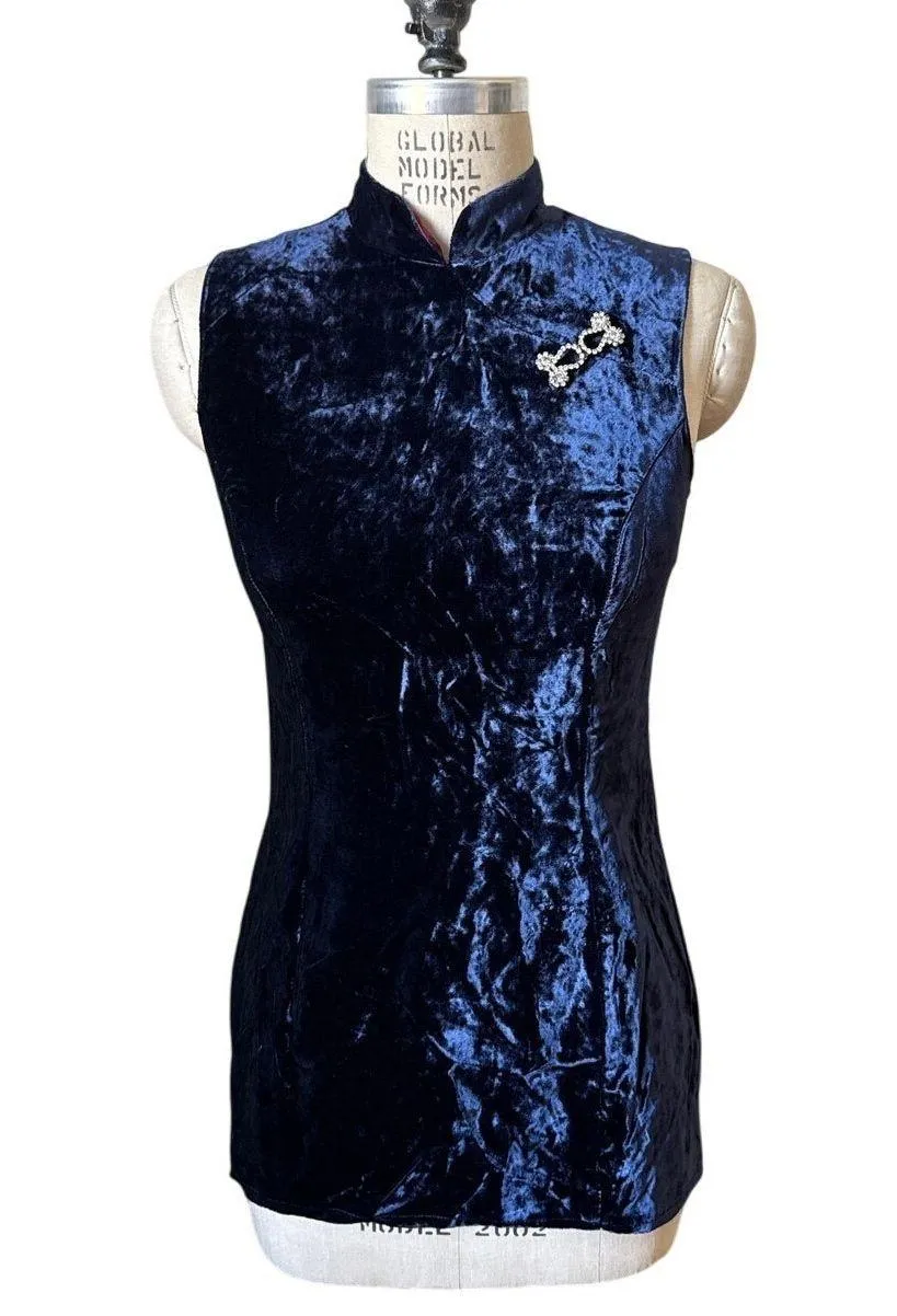 Vintage 90s Jessica McClintock Crushed Velvet Micro Mini Dress Size 6-8 - Image 1