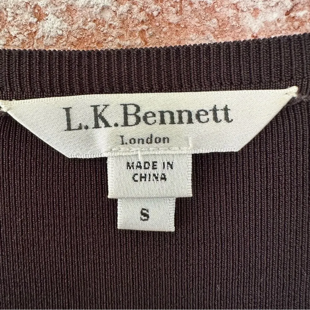 L. K. Bennett Denicia Fit Flare Knee Length Dress Womens Small Long Sleeve Black - Image 6